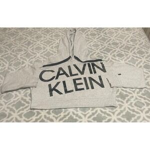 Calvin Klein Performance Women's‎ Grey Cropped Hoodie Camo Logo Size M
